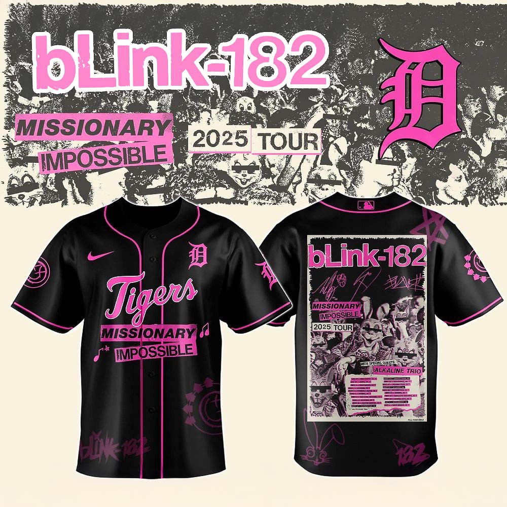 Detroit Tigers Blink 182 Missionary Impossible Tour 2025 Jersey Best Gift For Baseball Fans