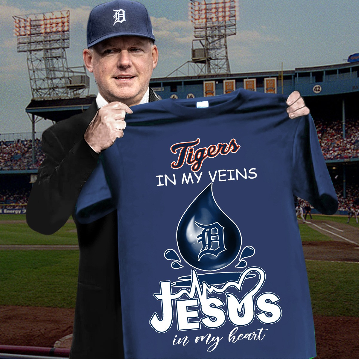 Detroit Tigers In My Veins Jesus In My Heart Shirt Faith Gifts For Detroit Tigers Fans