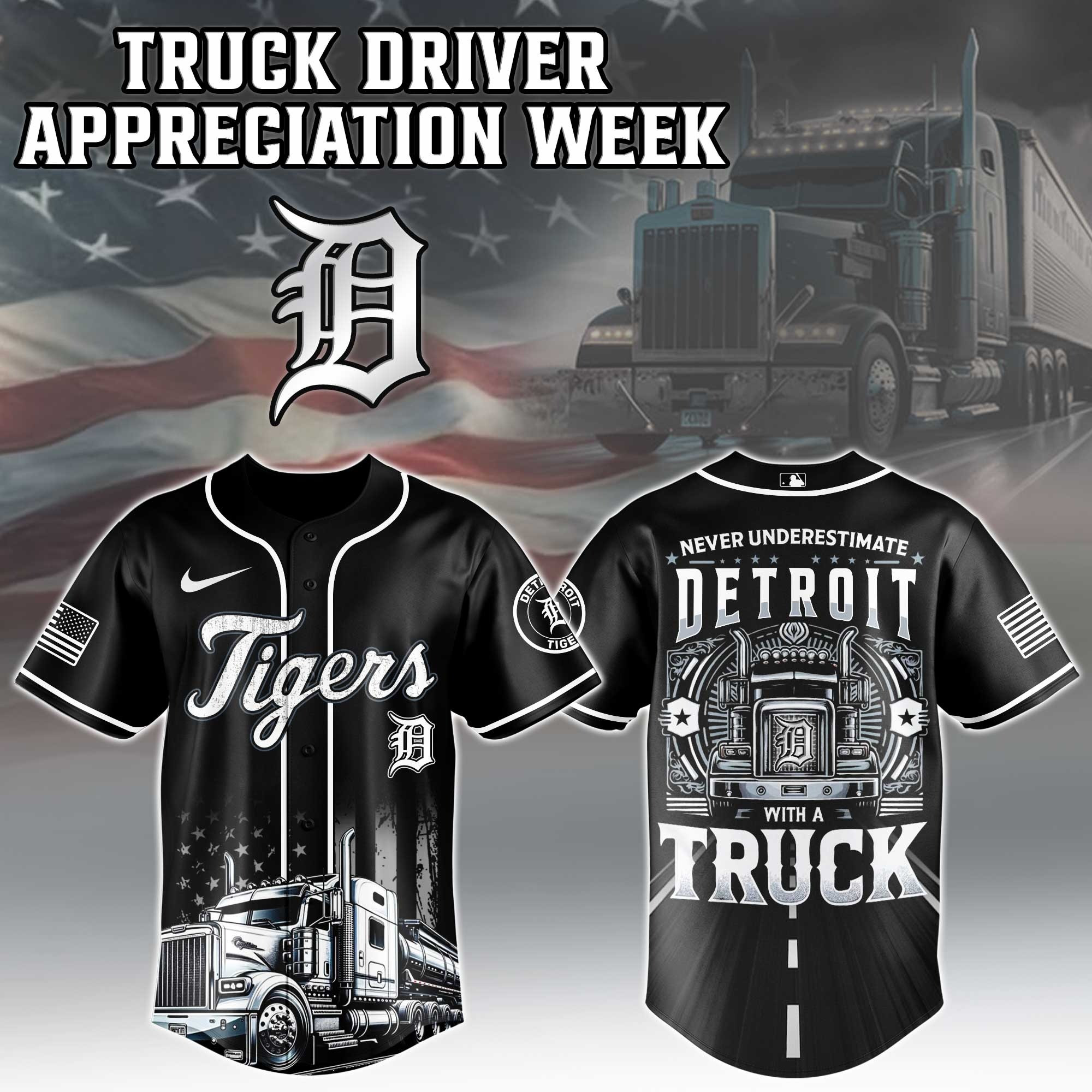 Detroit Tigers MLB X Nation Truck Driver Appreciation Week Jersey 2025 Husband Gifts