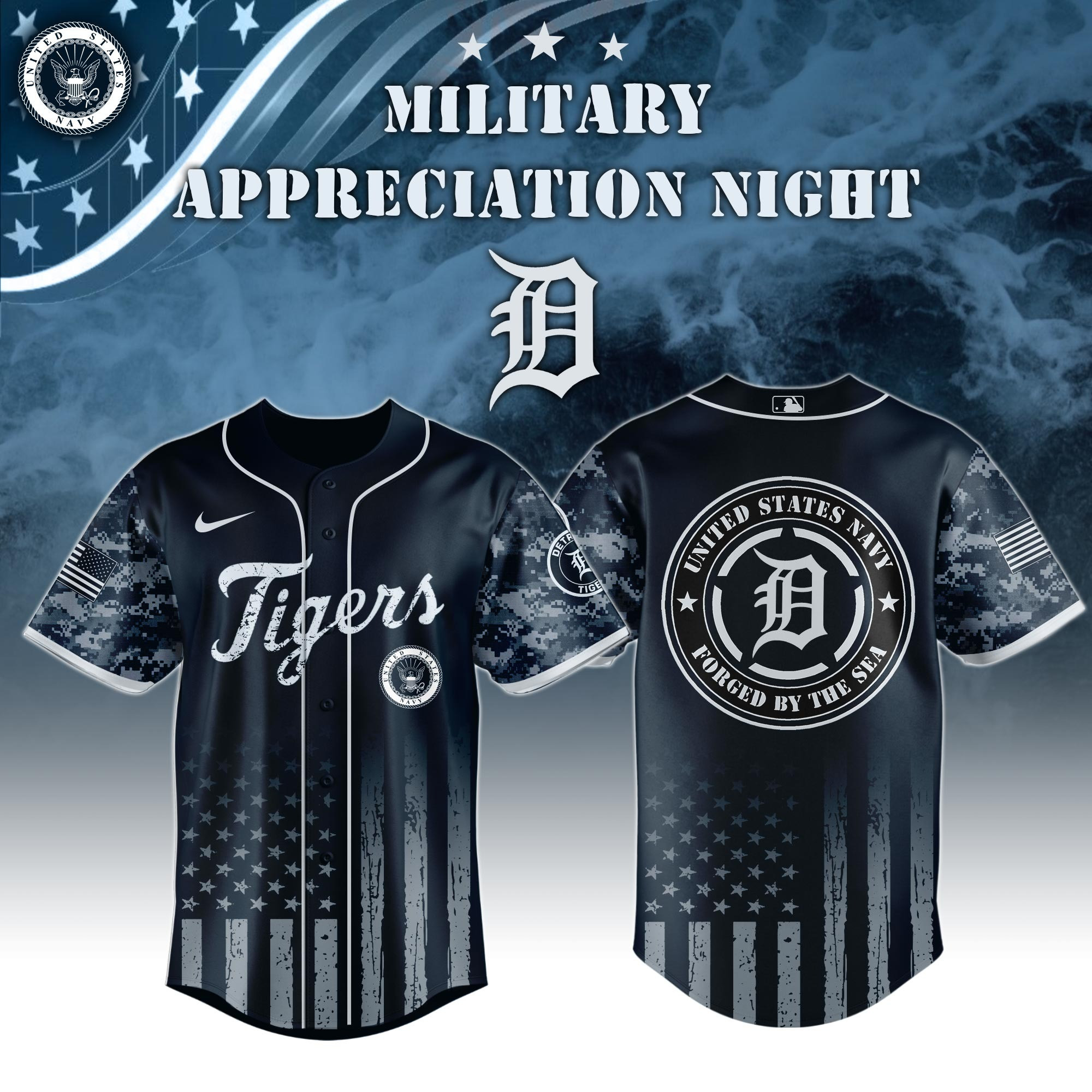 Detroit Tigers MLB x Navy Military Appreciation Night Jersey Best Gifts For Baseball Lovers