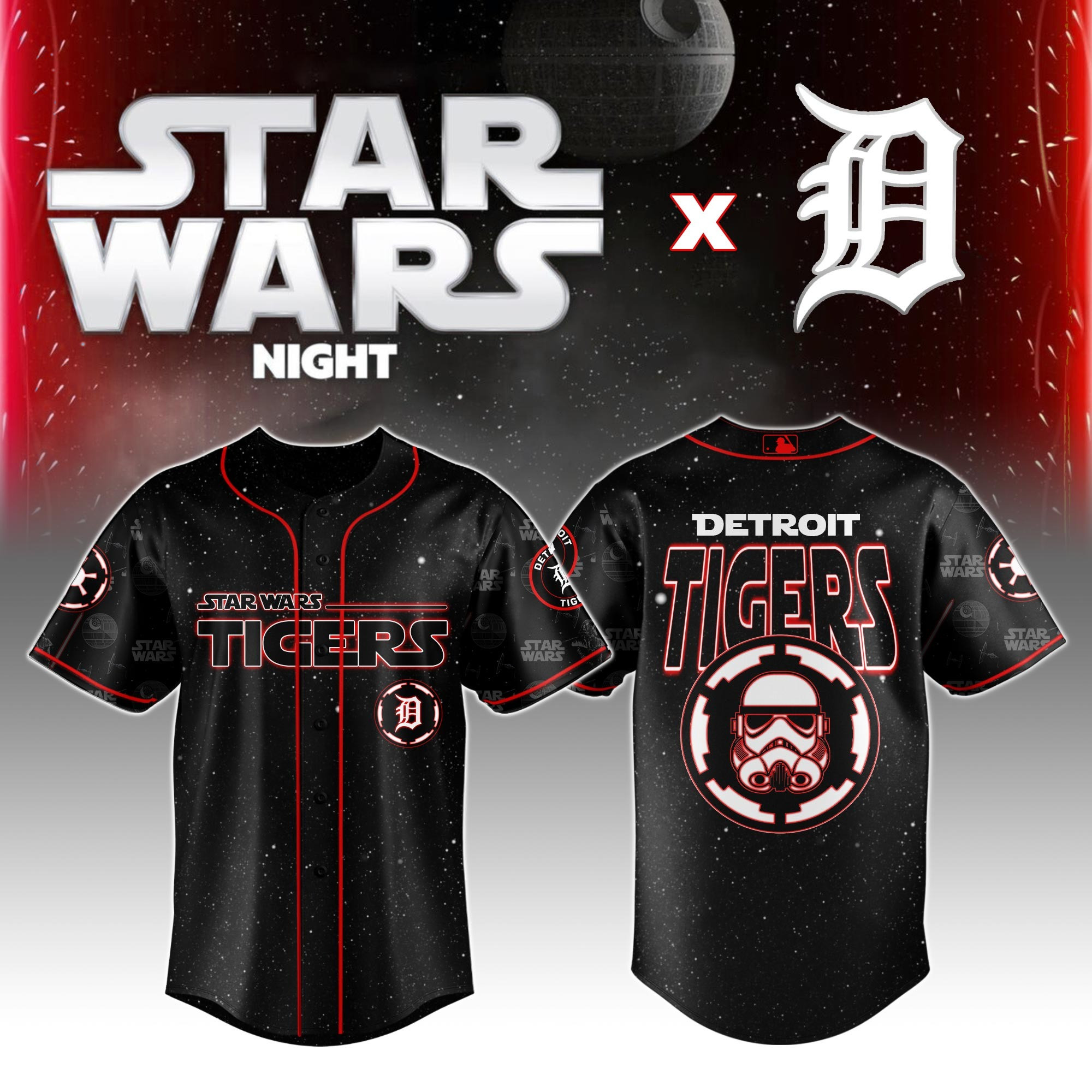 Detroit Tigers MLB x Star Wars Night Jersey 2025 Gifts For Baseball Fans