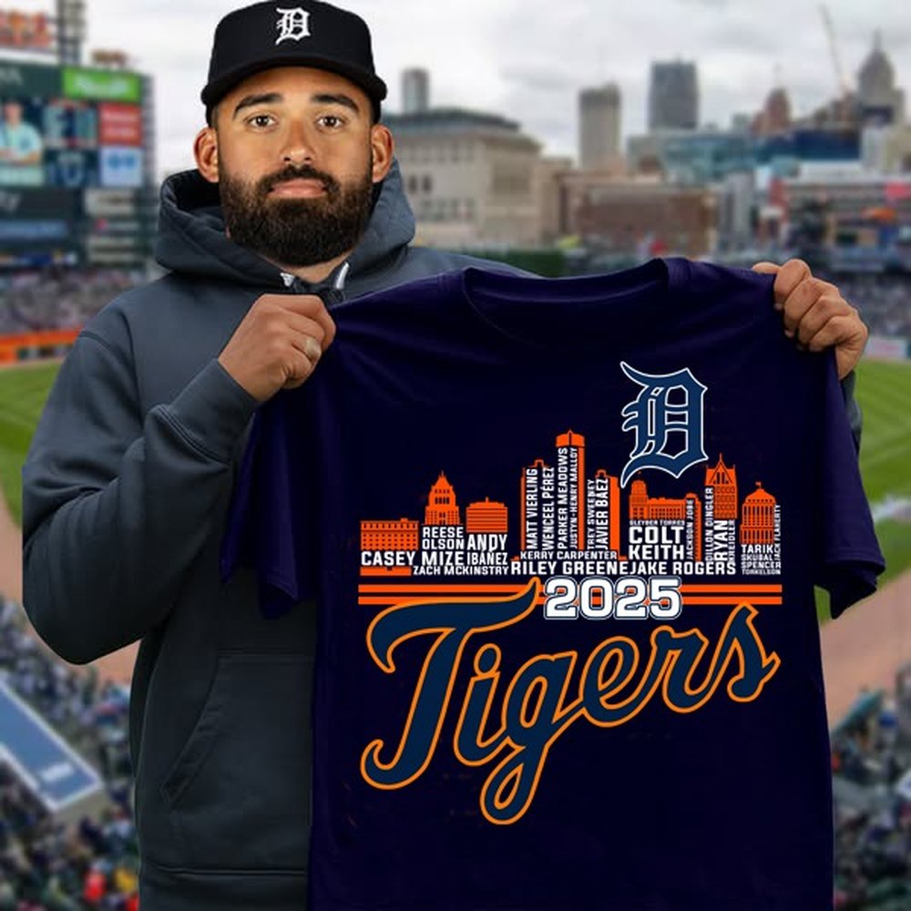 Detroit Tigers Players Baseball Team Navy T-Shirt Detroit Tigers Merch Gift Ideas For Baseball Players