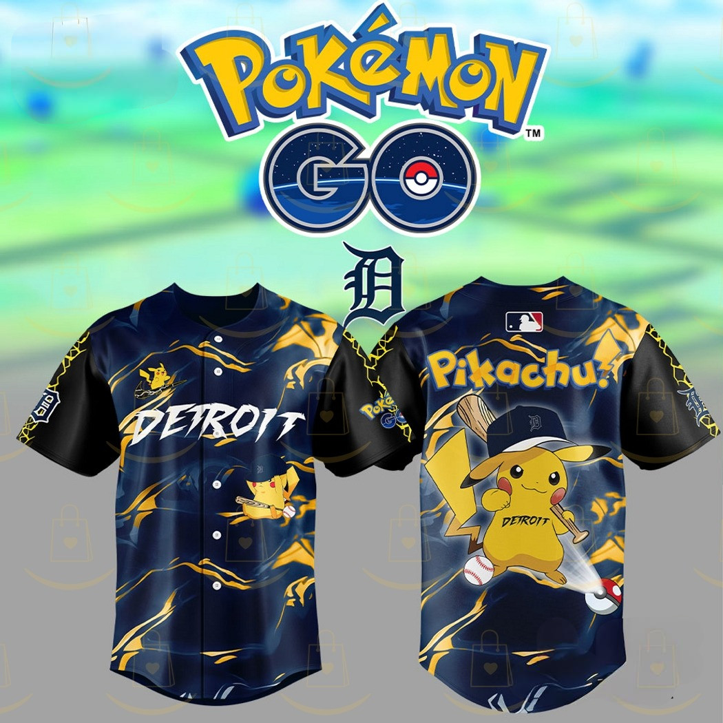 Detroit Tigers Pokemon Go Pikachu 2025 Baseball Jersey Gifts For Baseball Fans