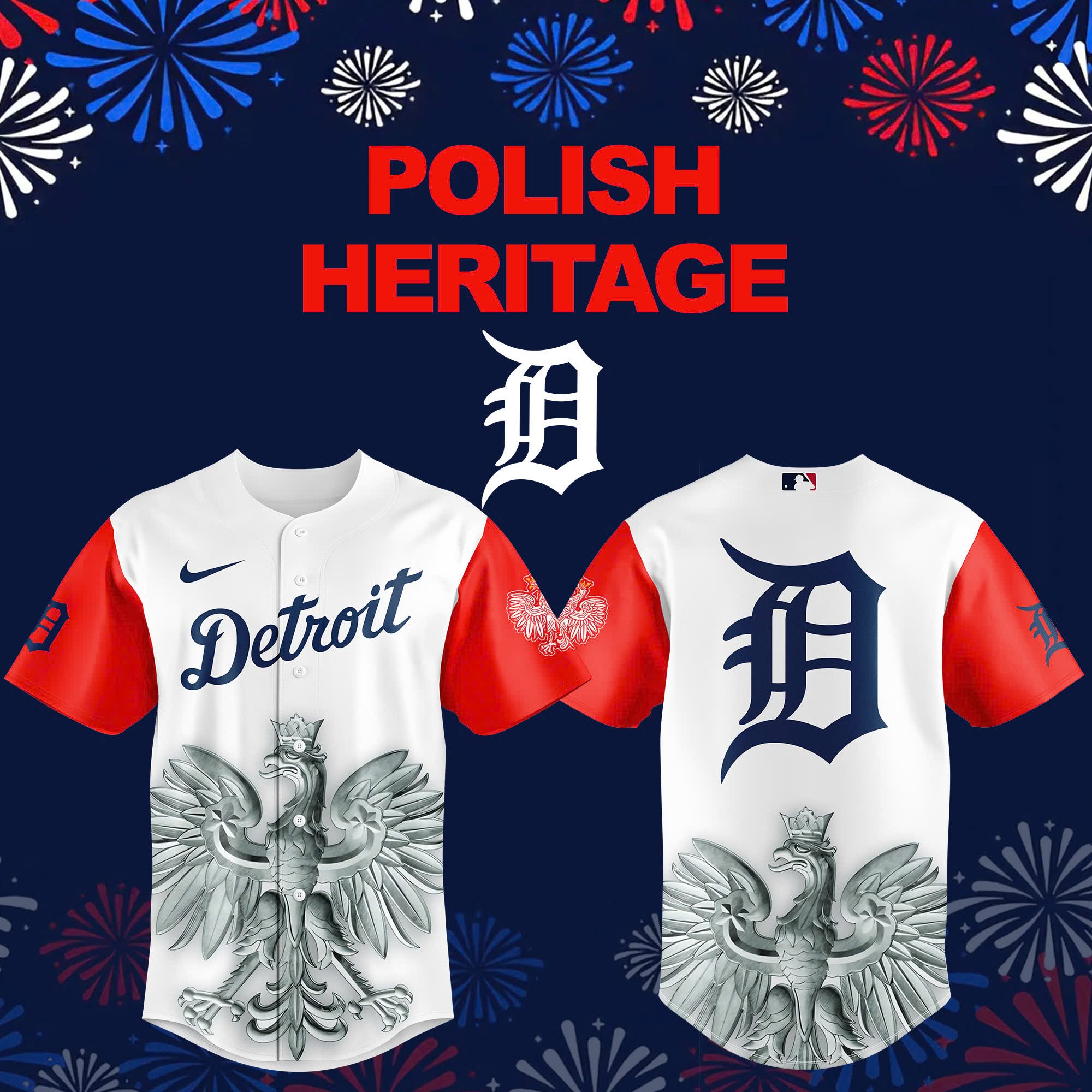 Detroit Tigers Polish Heritage 2025 Jersey Baseball Father's Day Gifts
