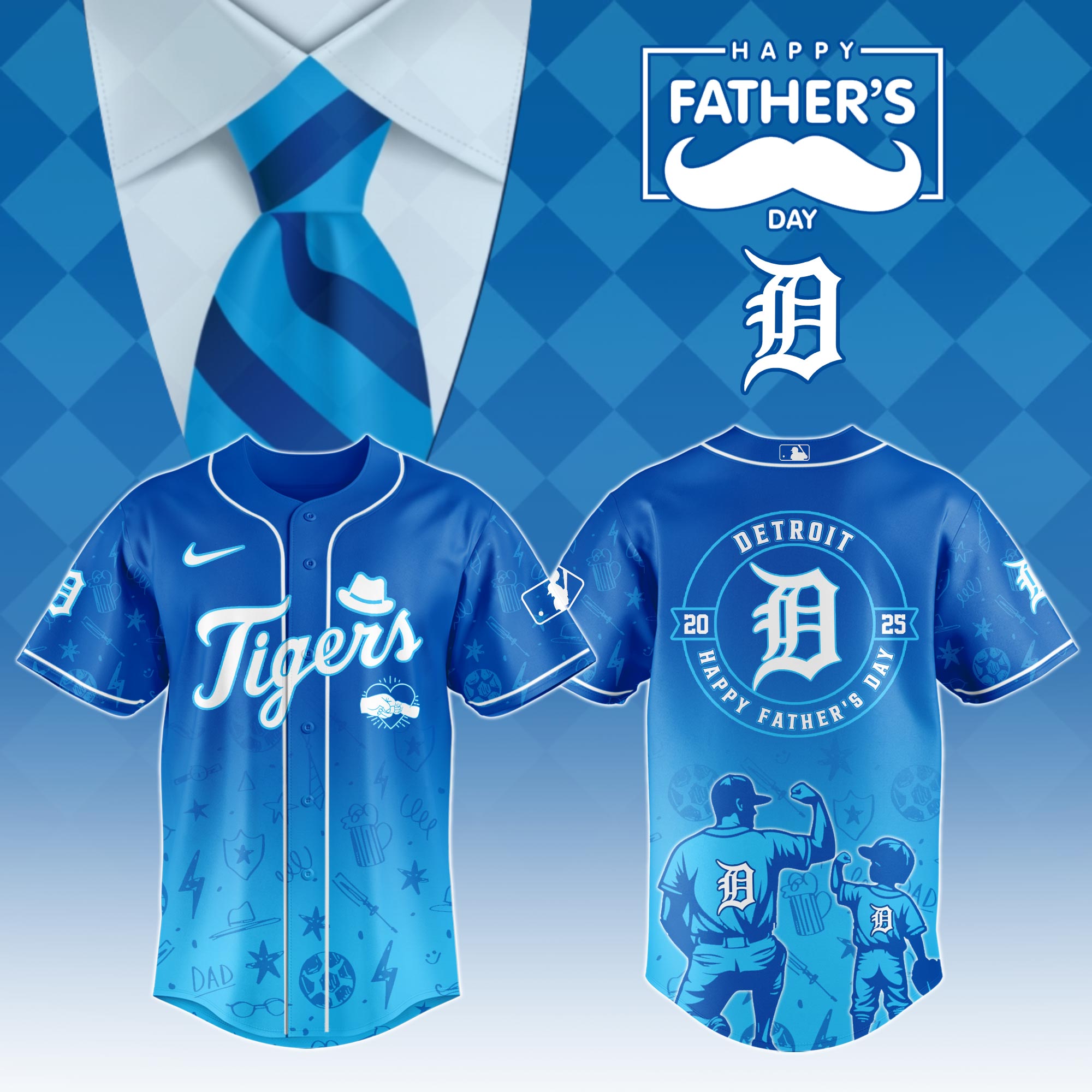 Detroit Tigers Special Father's Day Jersey Detroit Tigers Merch Baseball Father's Day Gifts