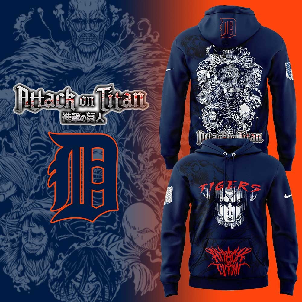 Detroit Tigers X Attack On Titan Hoodie MLB World Tour Tokyo Series Fan Merch Gifts