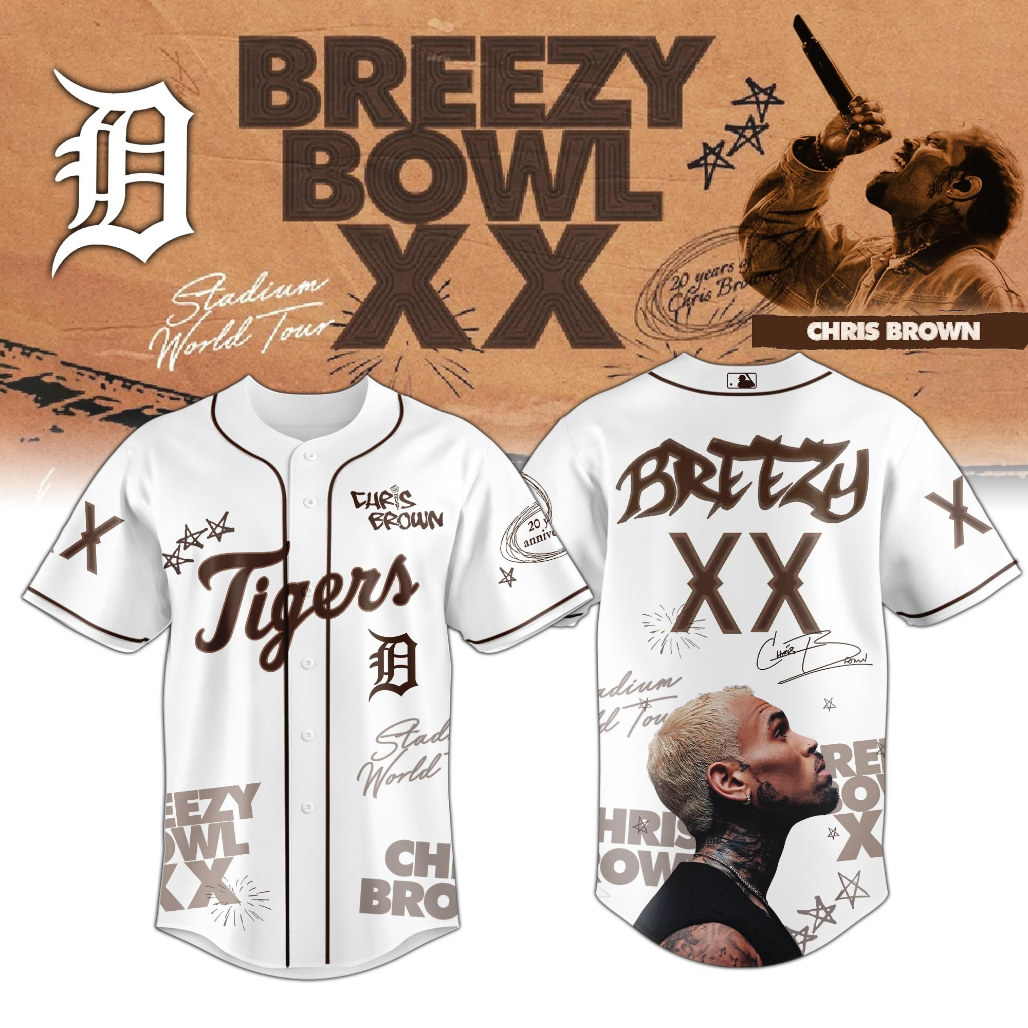 Detroit Tigers x Breezy Bowl XX 2025 Baseball Jersey Baseball Team Gift Ideas