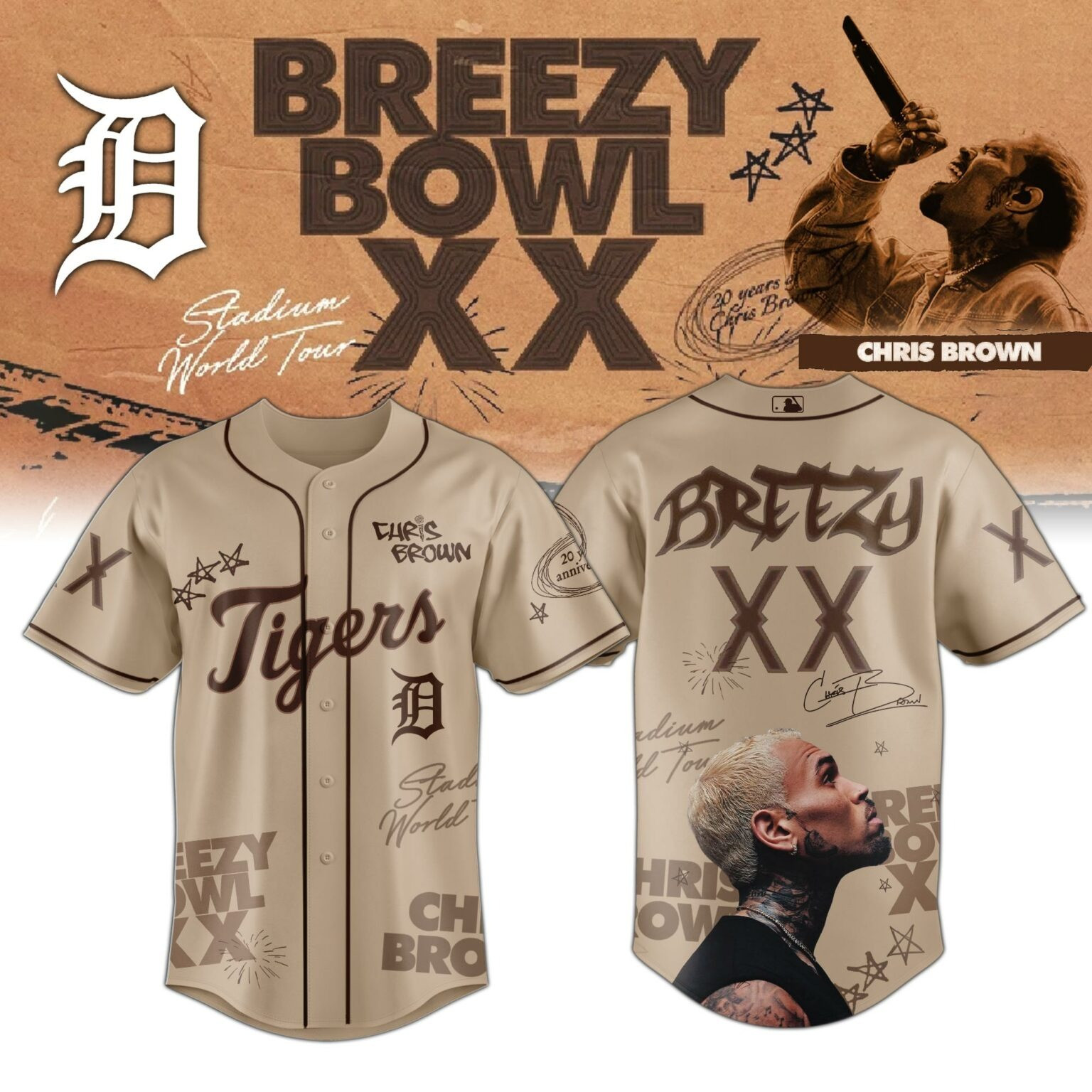 Detroit Tigers x Breezy Bowl XX 2025 Baseball Jersey Gifts For Baseball Lovers