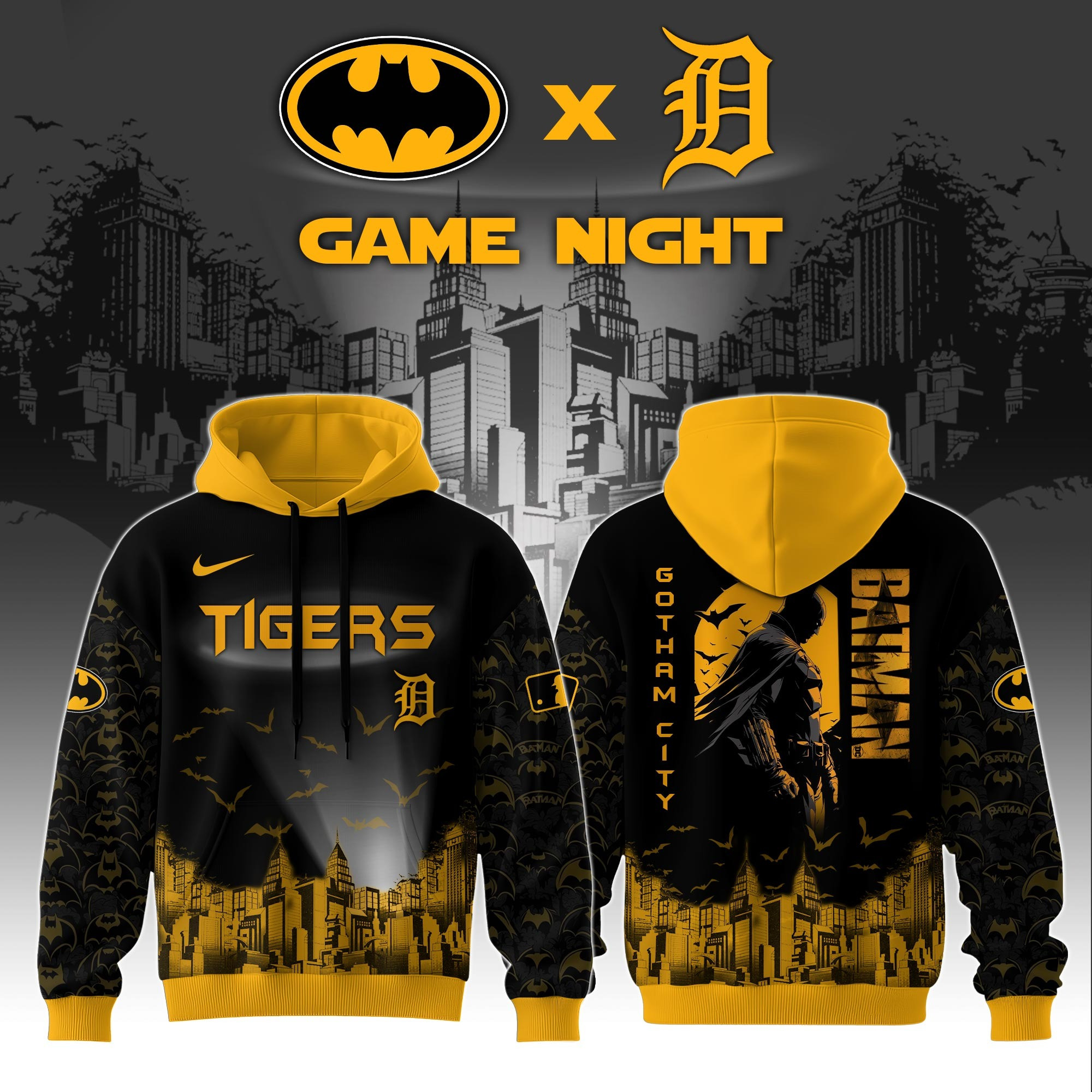 Detroit Tigers x DC Batman Game Night Hoodie Best Gifts For Baseball Fans For Him Dad