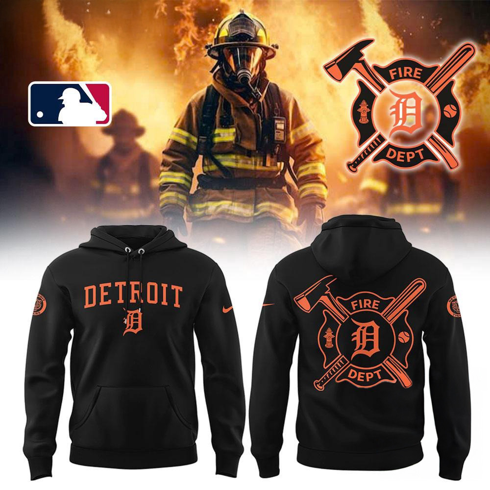 Detroit Tigers x Firefighter Appreciation Night 2025 Black Hoodie Best Gift For A Basketball Fan