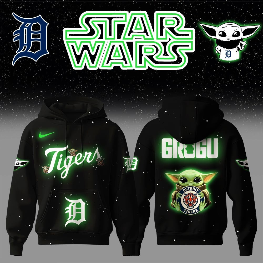 Detroit Tigers x Star Wars Baby Yoda Game Night Hoodie Baseball Team Gift Ideas