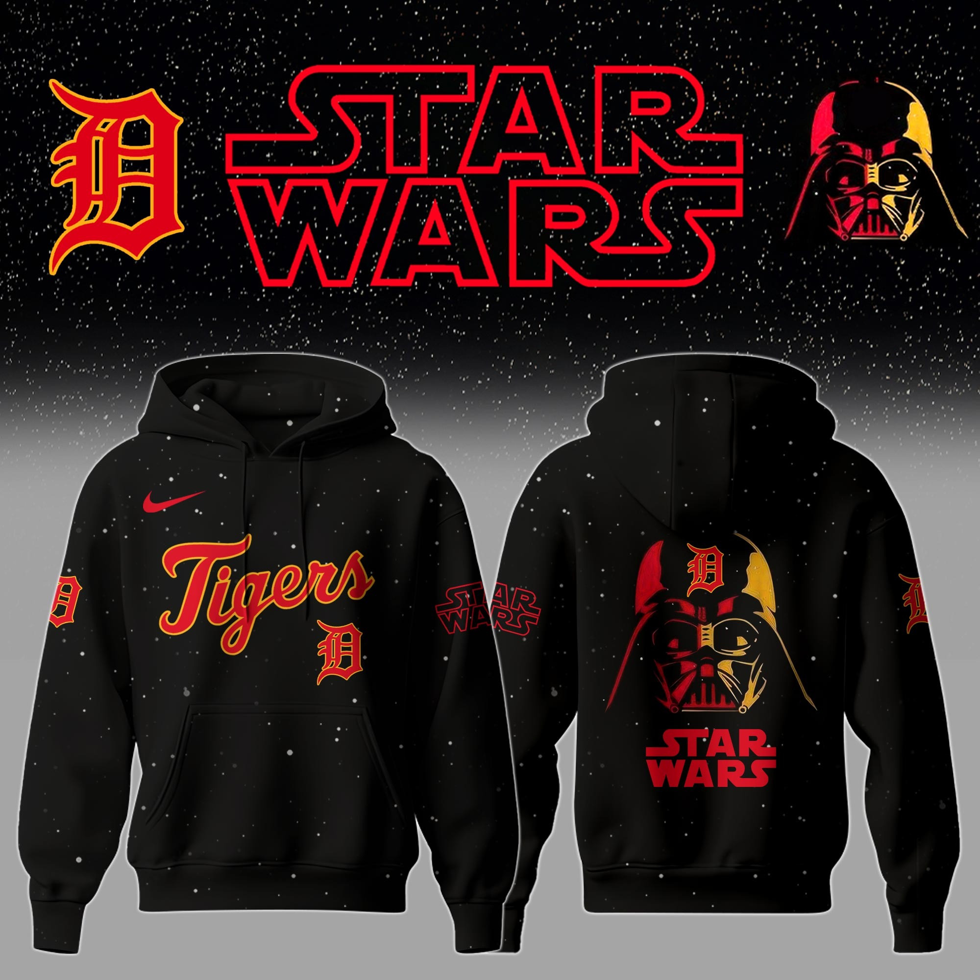 Detroit Tigers x Star Wars Night Hoodie Baseball Player Gift Ideas