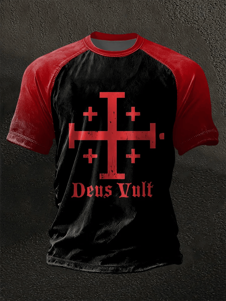 Deus Vult Faith Print T-Shirt Men's Blessed Shirt Gift For Dude