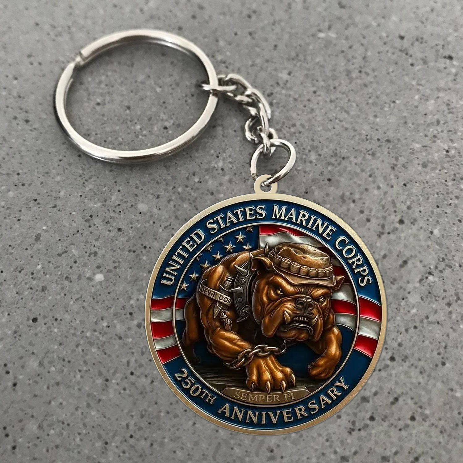 Devil Dog US Marine Corps 250TH Anniversary Keychain Semper Fi Christmas Gifts For Veterans