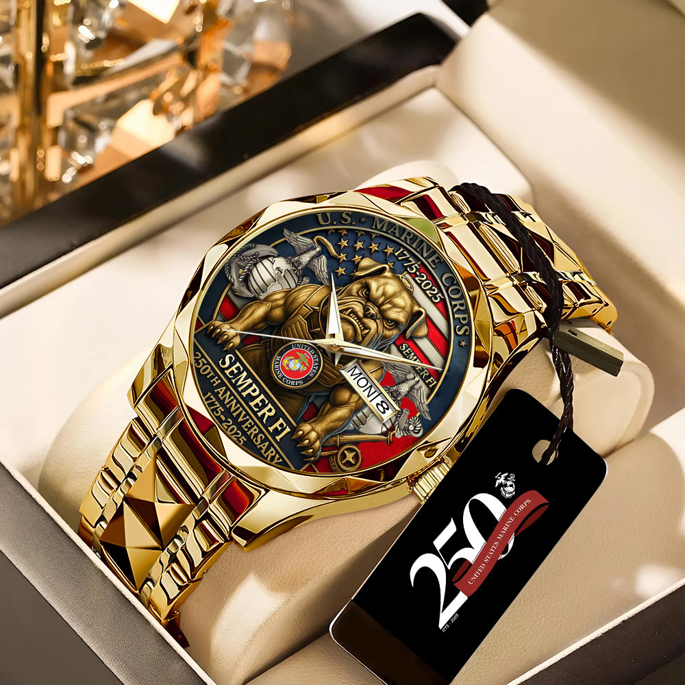 Devil Dog US Marine Corps 250th Anniversary Watch Semper Fi USMC Merch Xmas Gifts For Veteran