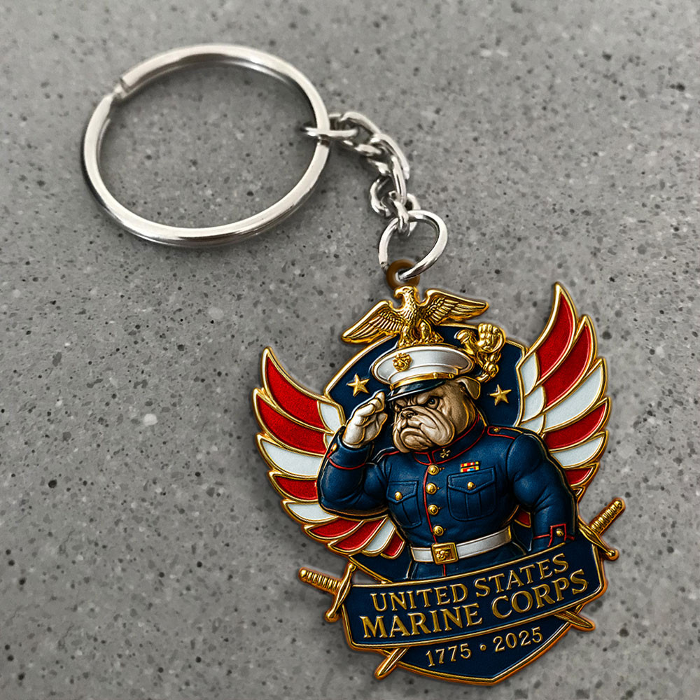 Devil Dog US Marines 250Th Anniversary Keychain Holiday Decor Car Hanging Gifts