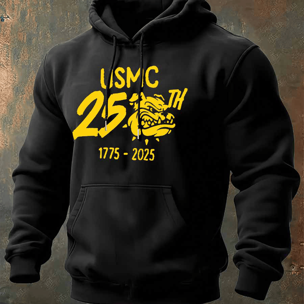 Devil Dog USMC 250Th Anniversary 1755 2025 Black Hoodie Proud Marines Veteran Hoodie Best Gifts