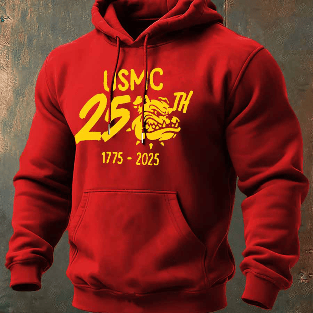 Devil Dog USMC 250Th Anniversary 1755 2025 Red Hoodie Proud Marines Veteran Hoodie Best Gifts