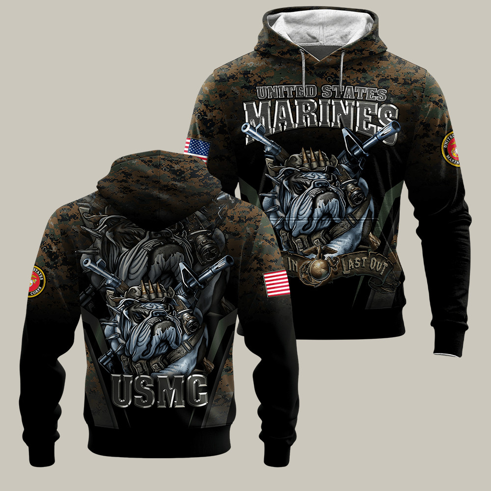 Devil Dog USMC 250Th Anniversary Camo Hoodie Semper Fidelis Apparel Unique USMC Gifts