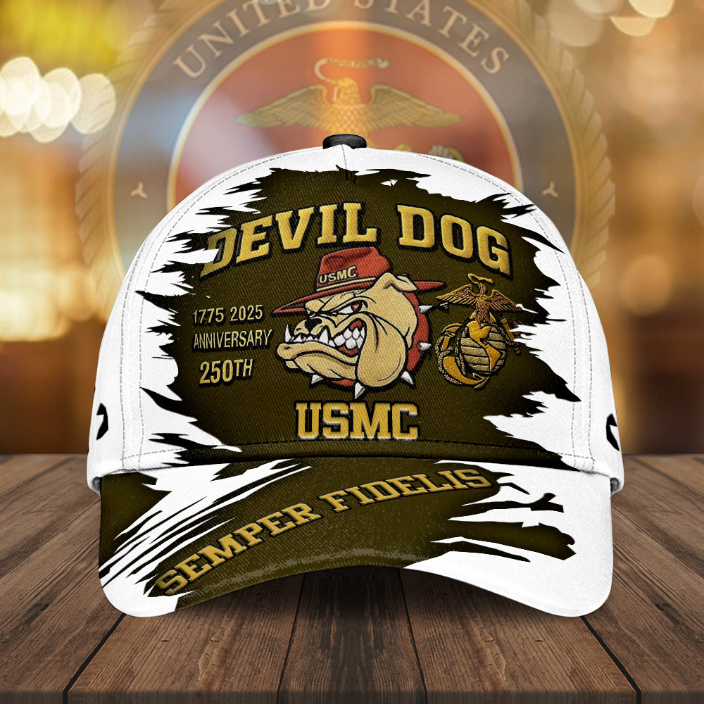 Devil Dog USMC 250th Anniversary Hat Semper Fidelis Merch USMC Retirement Gift