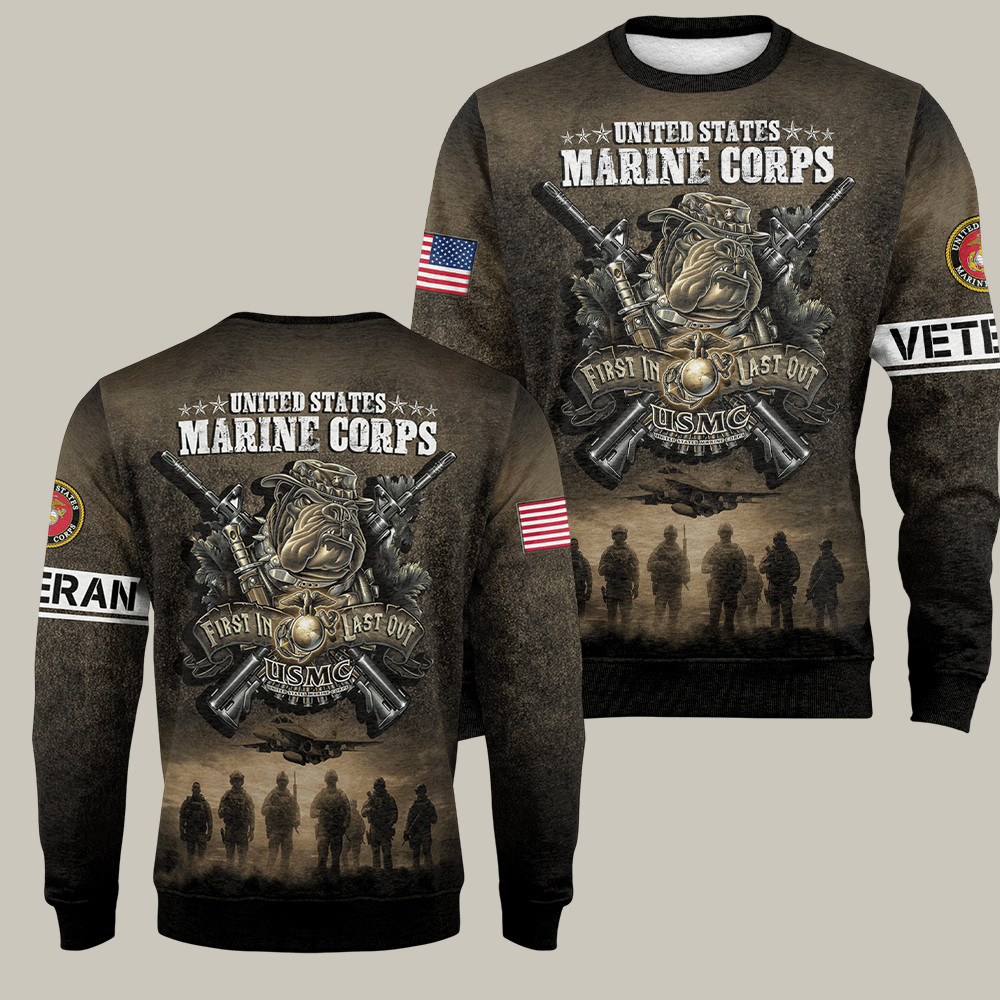 Devil Dog USMC 250th Anniversary Sweatshirt First In Last Out Military Hero Gear Gift Ideas