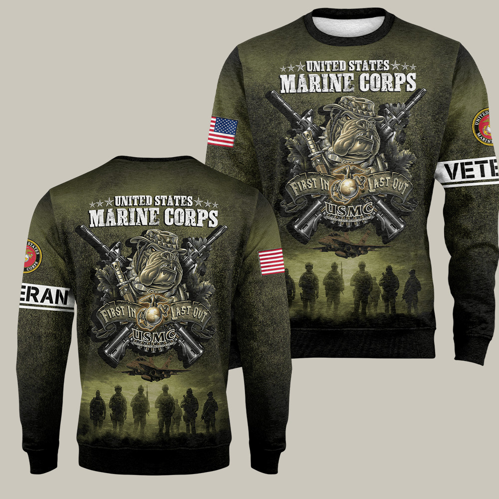 Devil Dog USMC 250th Anniversary Sweatshirt First In Last Out USMC Apparel Gifts For Dad