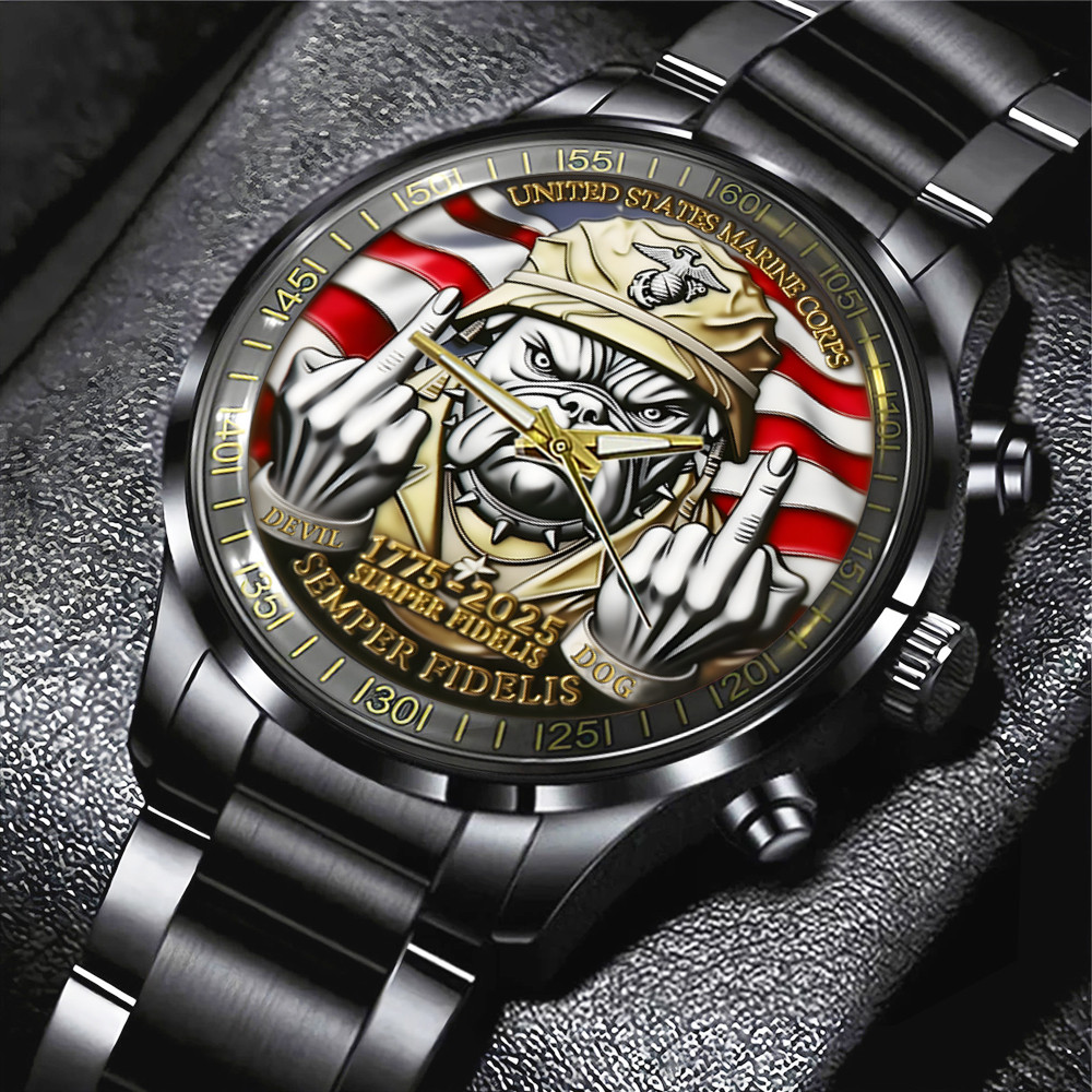 Devil Dog USMC 250Th Anniversary Watch Semper Fidelis Marines Watch Marine Retirement Gifts