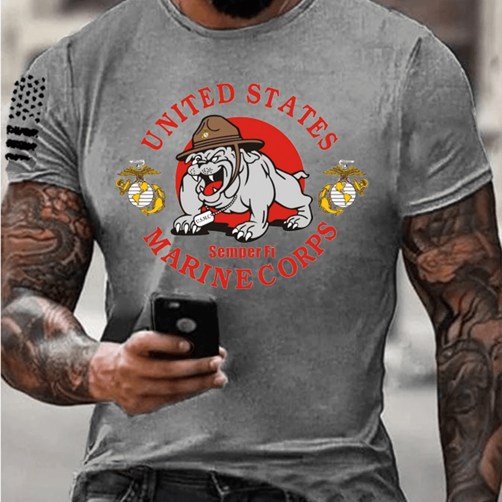 Devil Dog USMC Semper Fi T-Shirt American Flag Shirt Unique Marine Corps Gifts