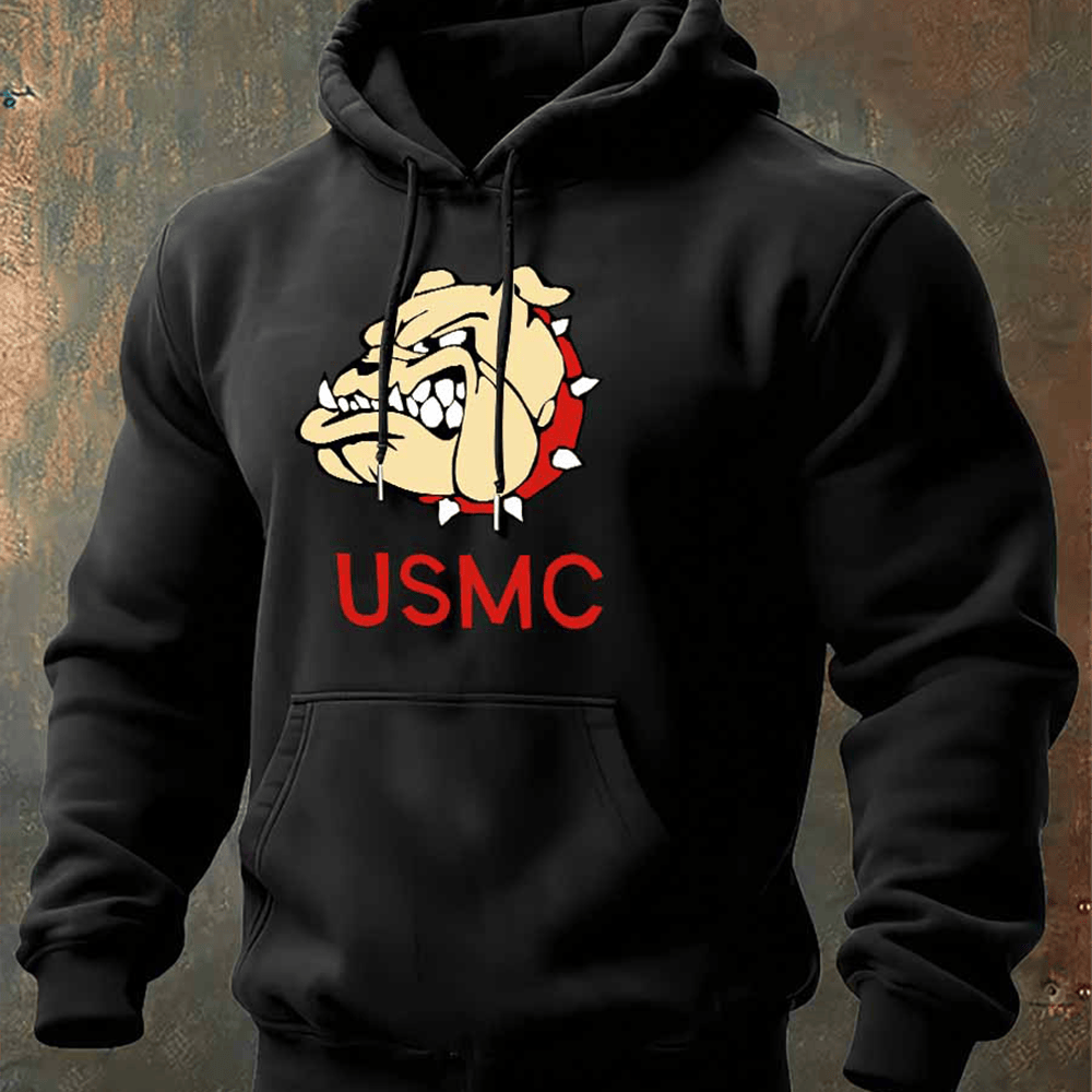 Devil Dog USMC Veteran Black Hoodie Usmc Merch Bulldog Gifts For Marines Man