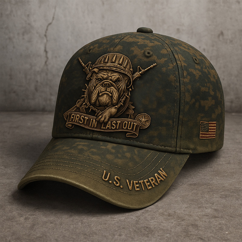 Devil Dog USMC Veteran Camo Hat First In Last Out Marines Hat Unique USMC Gifts