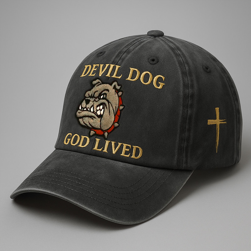 Devil Dog USMC Veteran Hat God Lived Holy Cross Baseball Cap Gifts For Marines Veterans