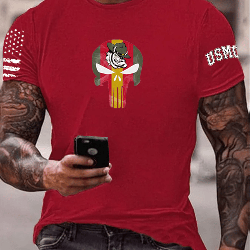 Devil Dog USMC Veteran Red T-Shirt Skull Pattern Veteran Shirt Usmc Birthday Gifts