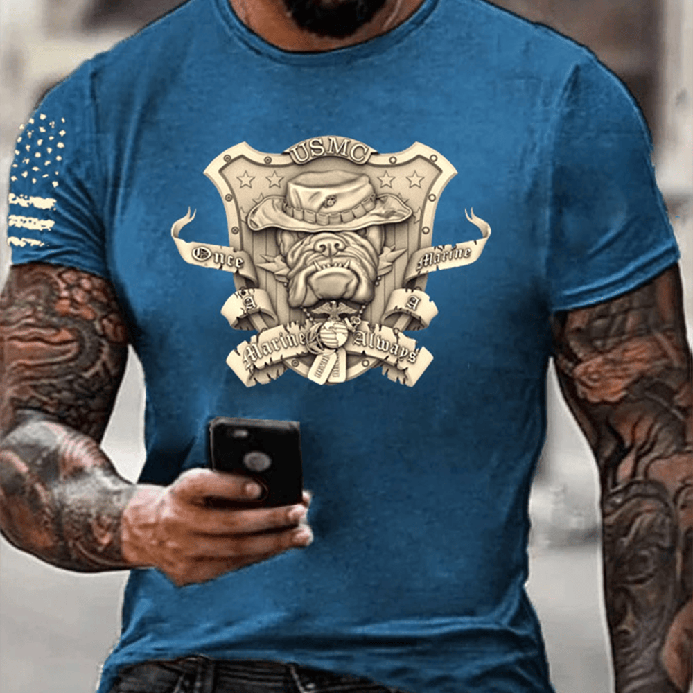 Devil Dog USMC Veteran T-Shirt Once A Marine Always A Marine Shirt Usmc Gift Ideas