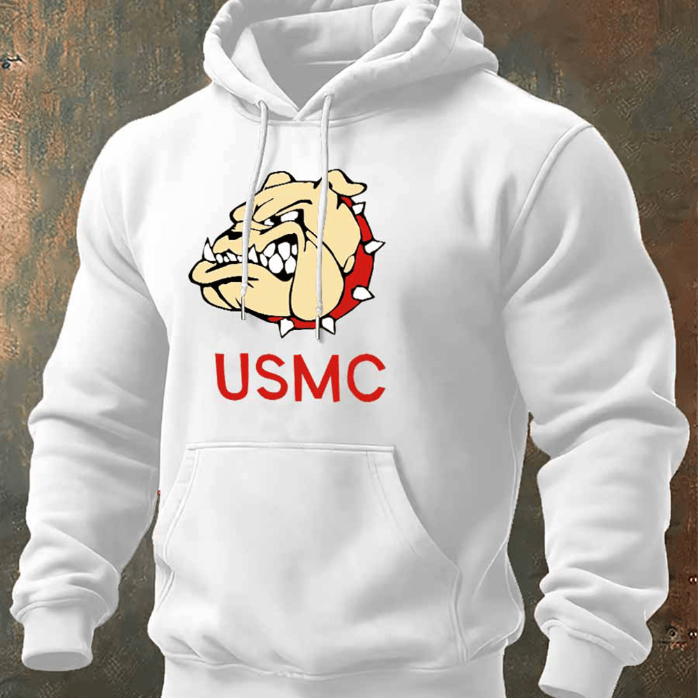 Devil Dog USMC Veteran White Hoodie Usmc Merch Bulldog Gifts For Marines Man