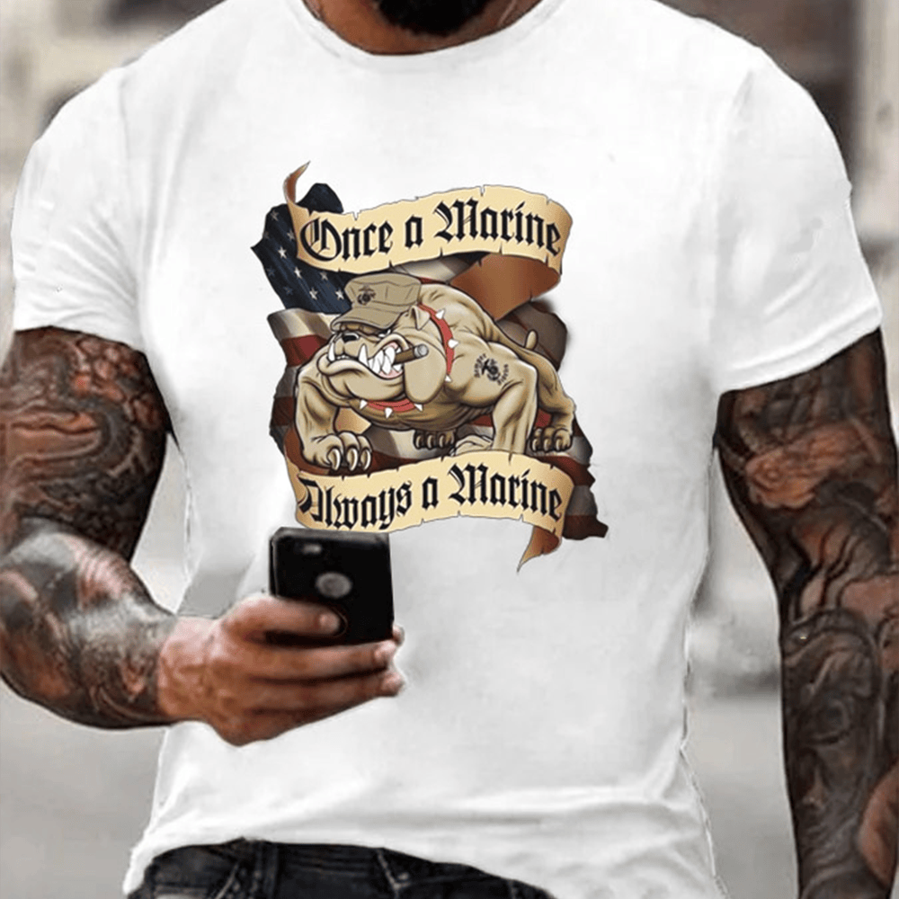 Devil Dog USMC White T-Shirt Once A Marine Always A Marine Clothes Usmc Gifts For Him