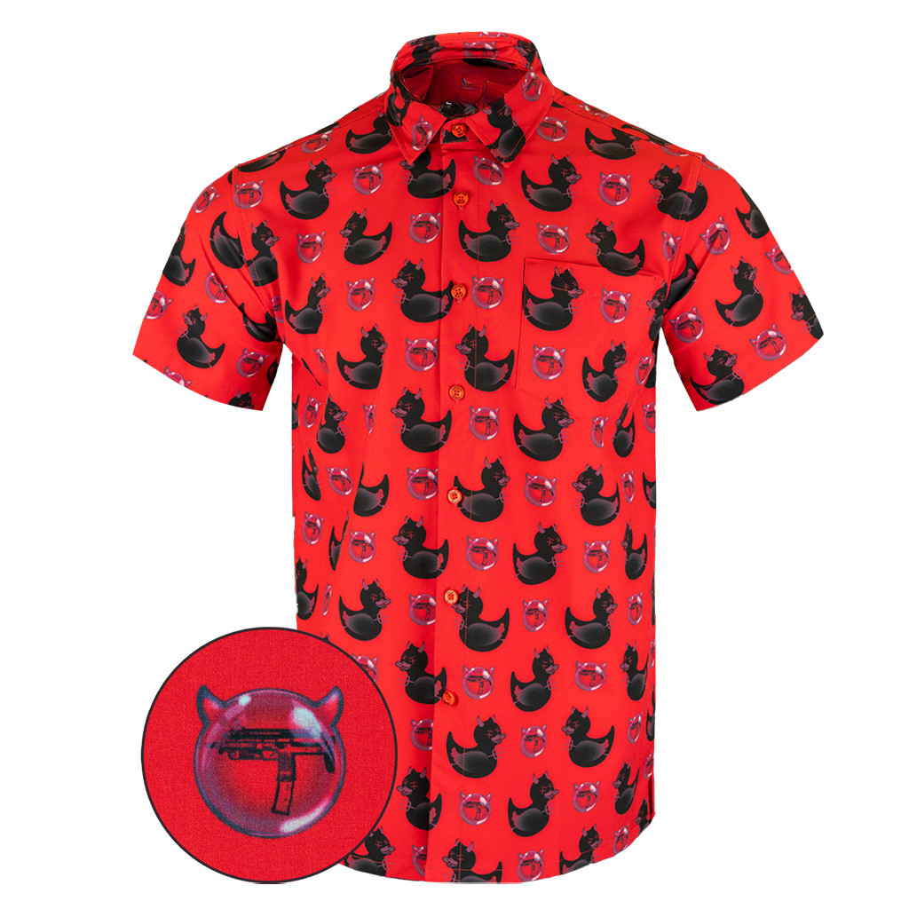 Devil Duck Button Down Shirt Tactical Shirt Hawaii Style Presents For Son