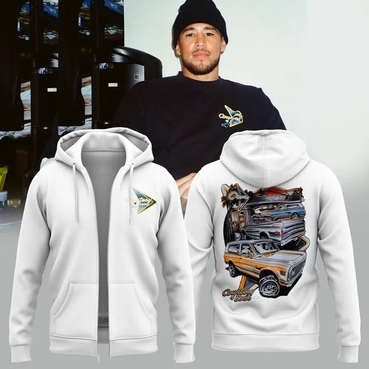 Devin Booker X Chevrolet X Nike White Zip Hoodie Apparel Gifts For Devin Booker Fans