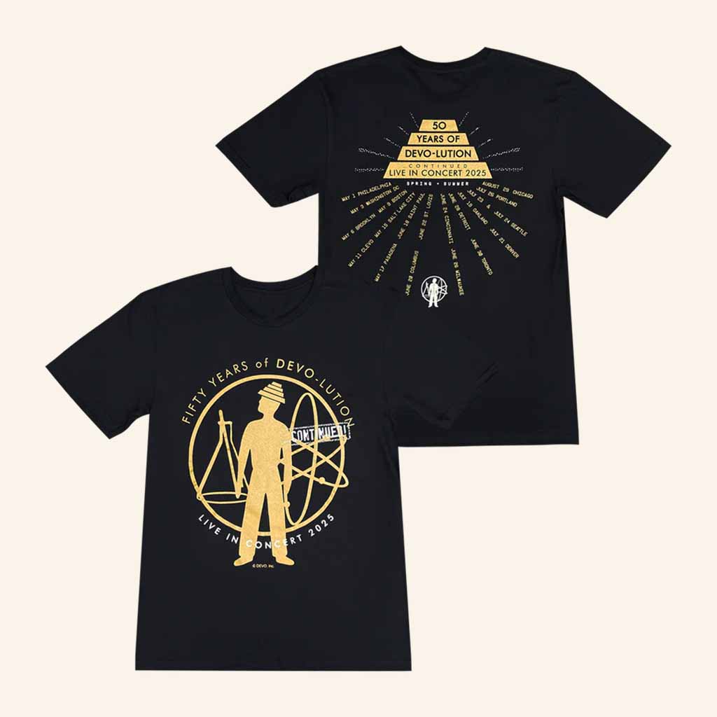 Devo Merch 50 Years Of Devolution 2025 Black Tour T-Shirt Gifts For Music Lovers Devo Merch 50 Years Of Devolution 2025 Black Tour T-Shirt Gifts For Music Lovers
