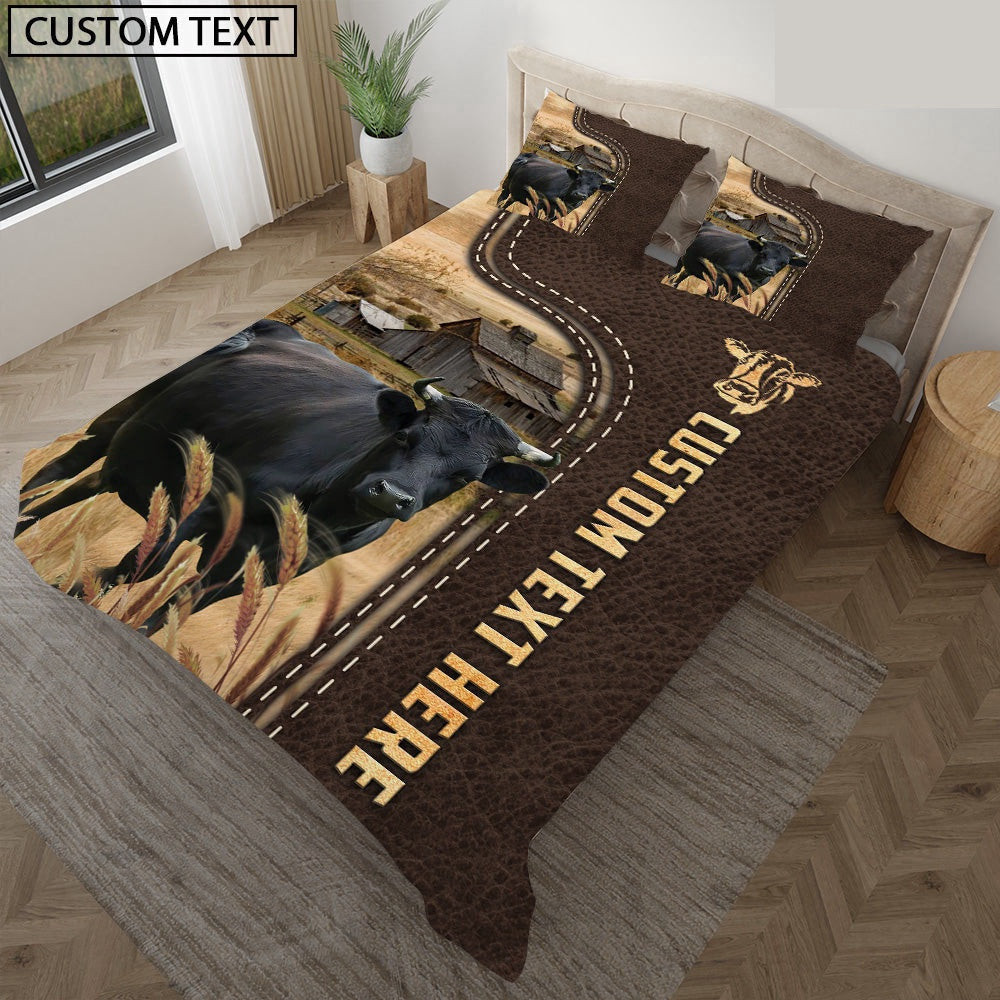 Dexter Custom Text Leather Pattern Bedding Set  Farm Bedding Set Anniversary Gifts