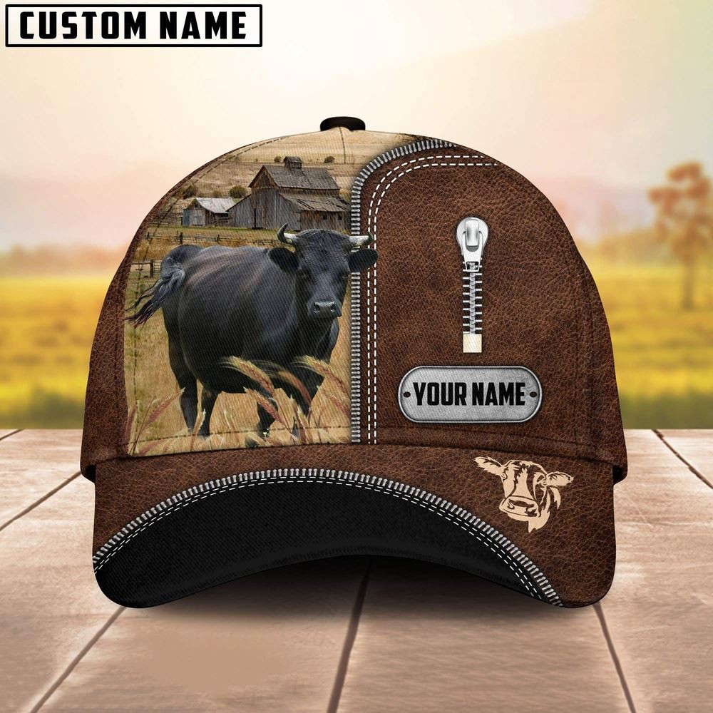 Dexter Leather Zip Pattern Customized Name Cap Farm Cap Farmer Baseball Cap Gift For Farmer