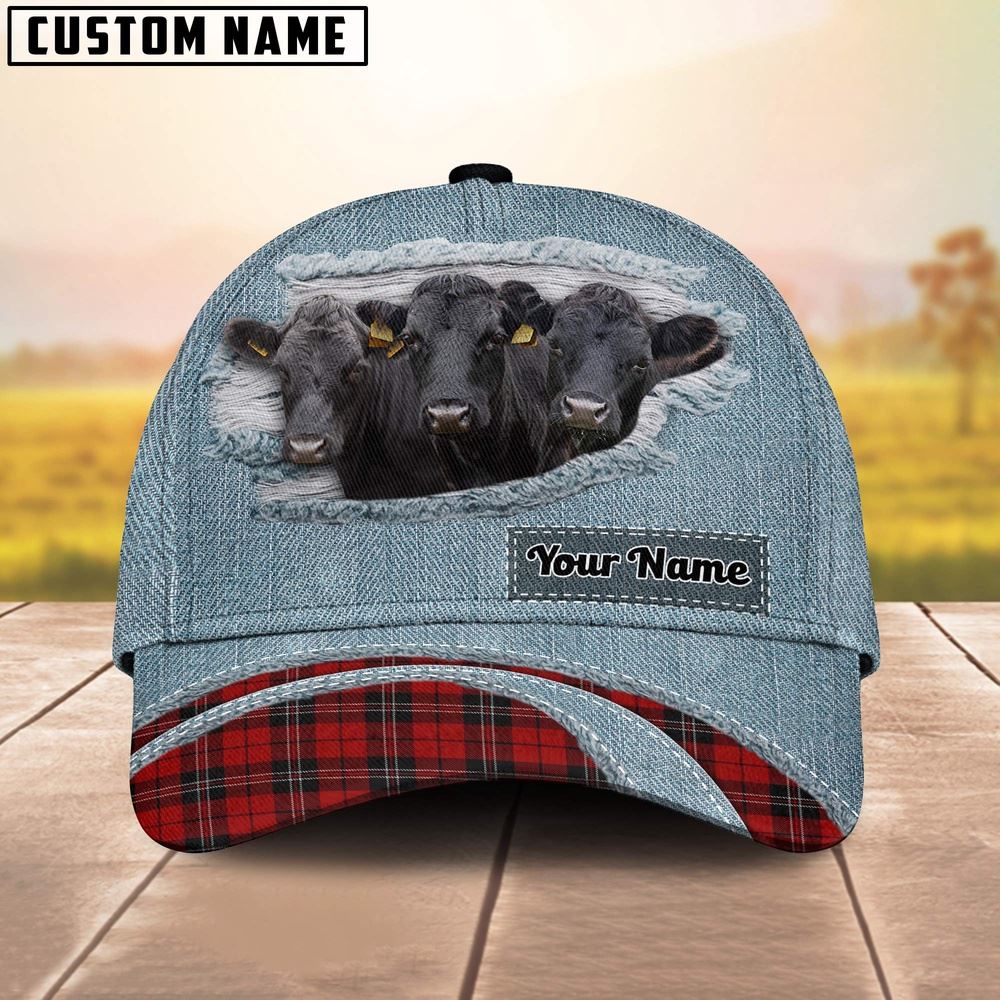 Dexter Red Caro And Jeans Pattern Customized Name Cap Farm Cap Farmer Baseball Cap Gift For Farmer