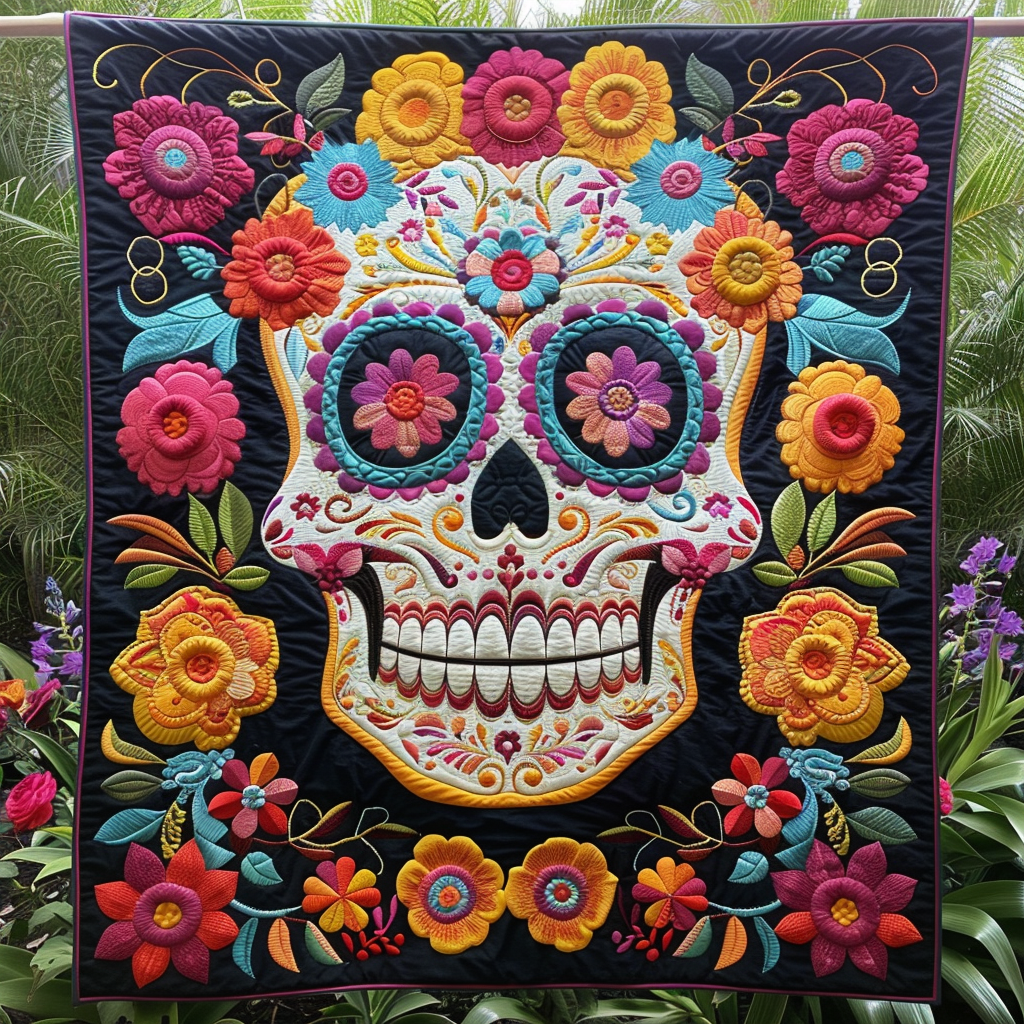 Dia De Los Muertos Quilted Blanket Skull Gifts For Her