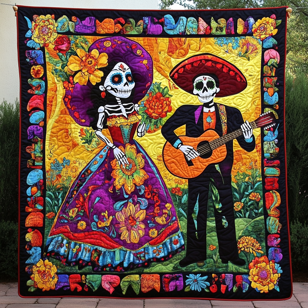 Dia De Los Muertos Quilted Blanket Skull Gifts For Her