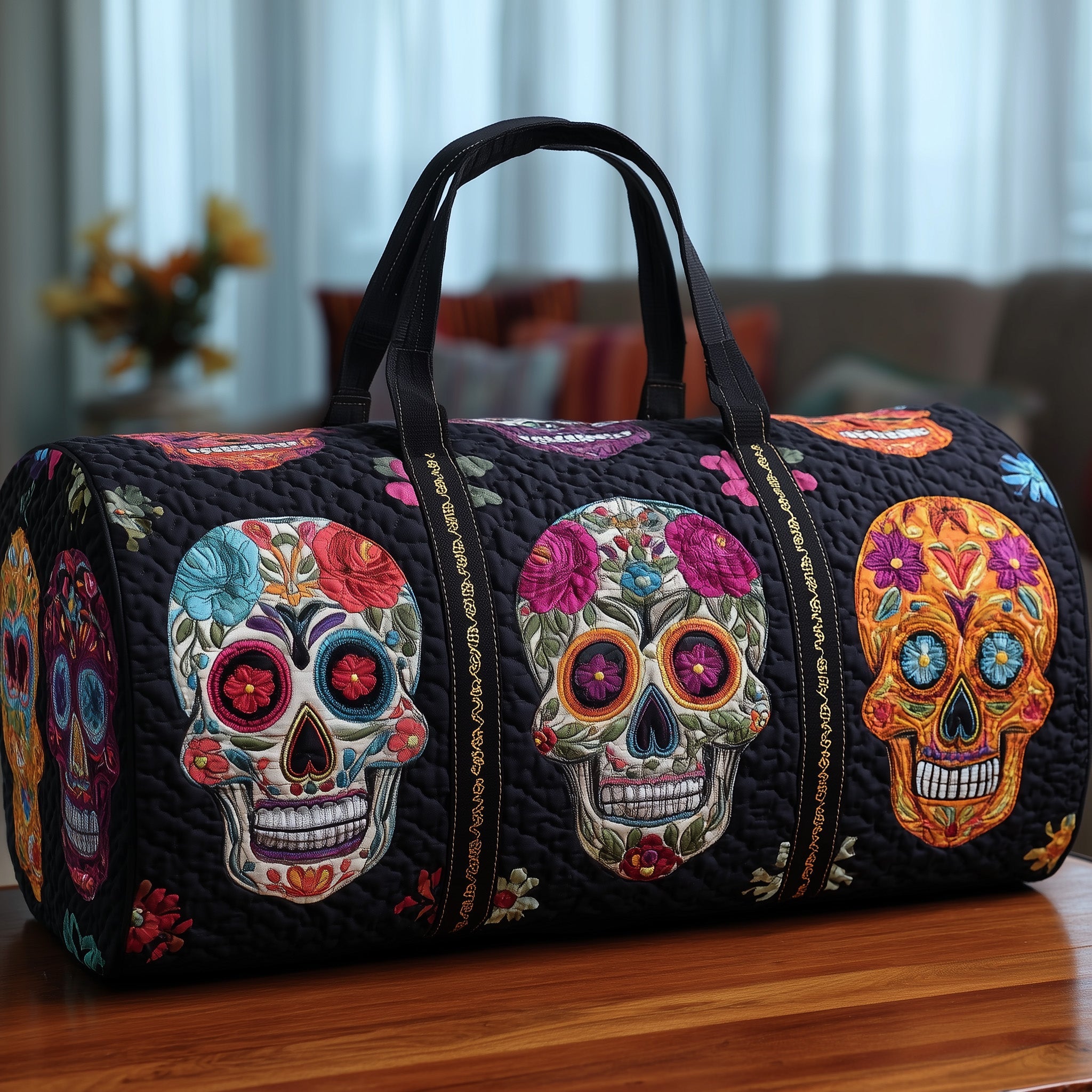Dia De Muertos Quilted Duffle Bag Daily Essentials Organizer