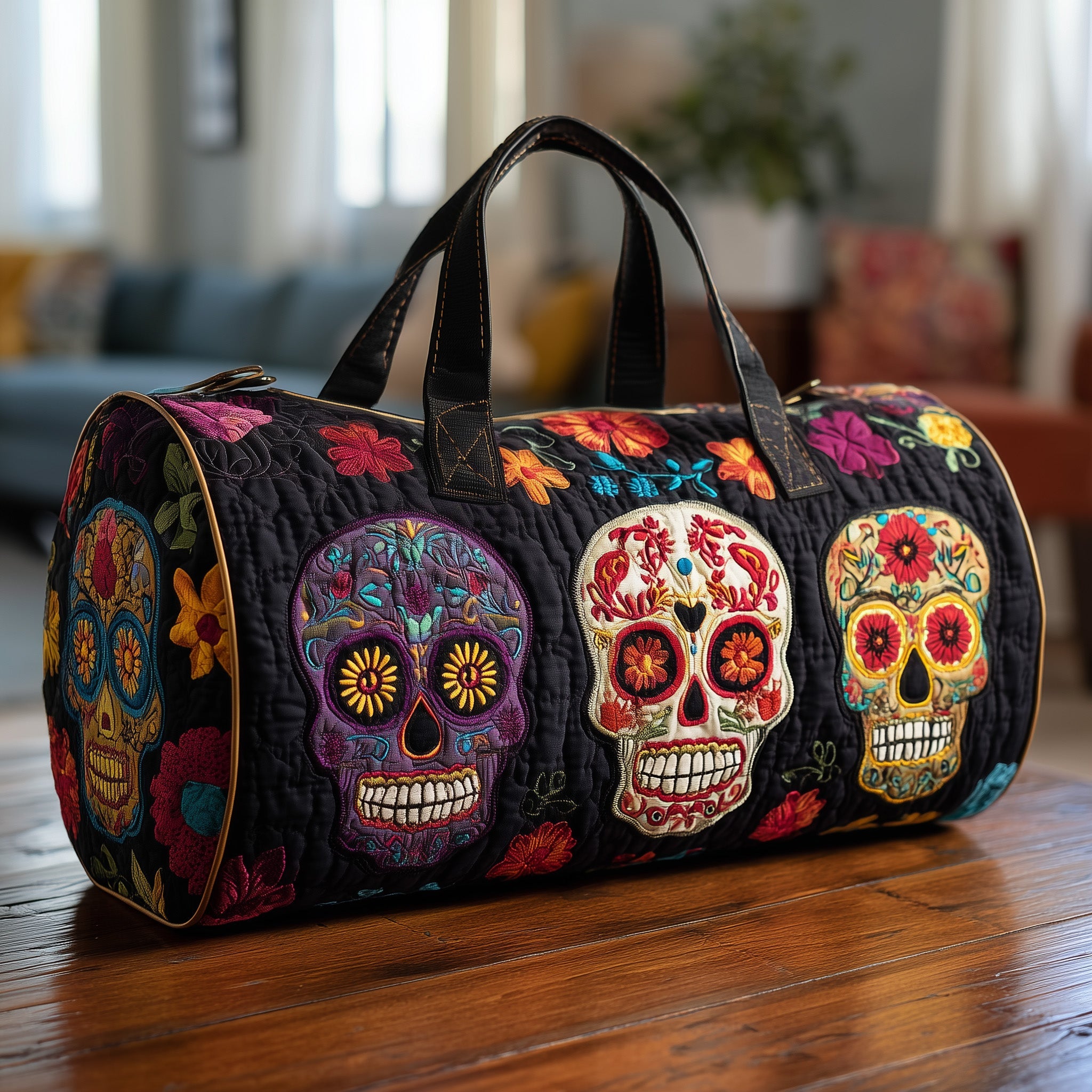 Dia De Muertos Quilted Duffle Bag Durable And Lightweight
