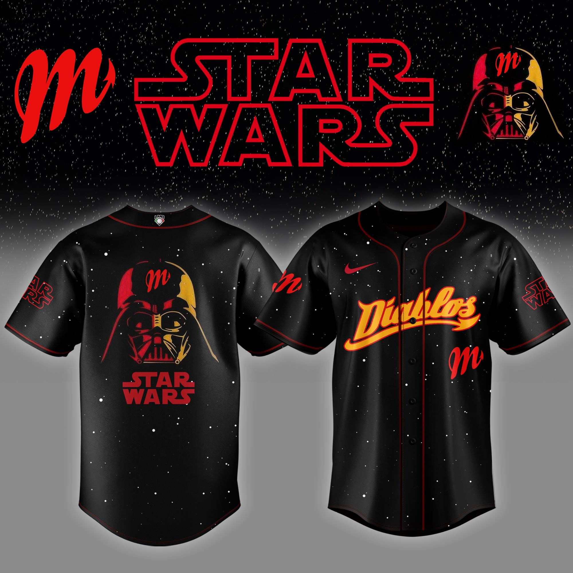 Diablos Rojos Del Mexico x STAR WAR Night Special Edition Jersey Baseball Lover Gift Ideas
