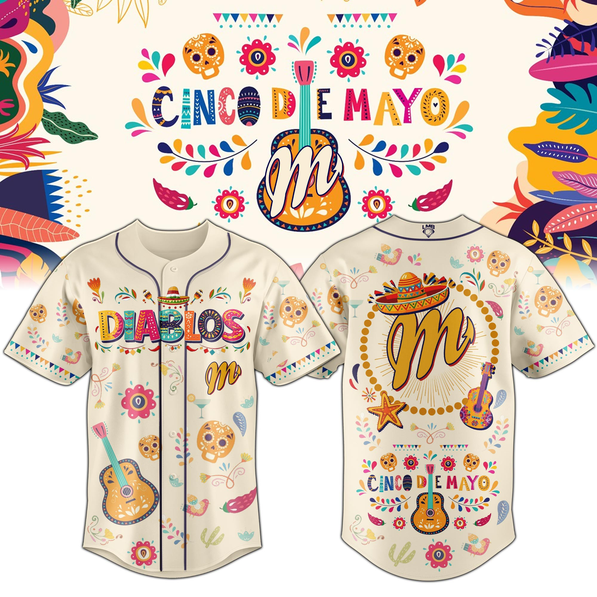 Diablos x Cinco De Mayo Jersey Diablos Rojos Merch Gift For Baseball Fans