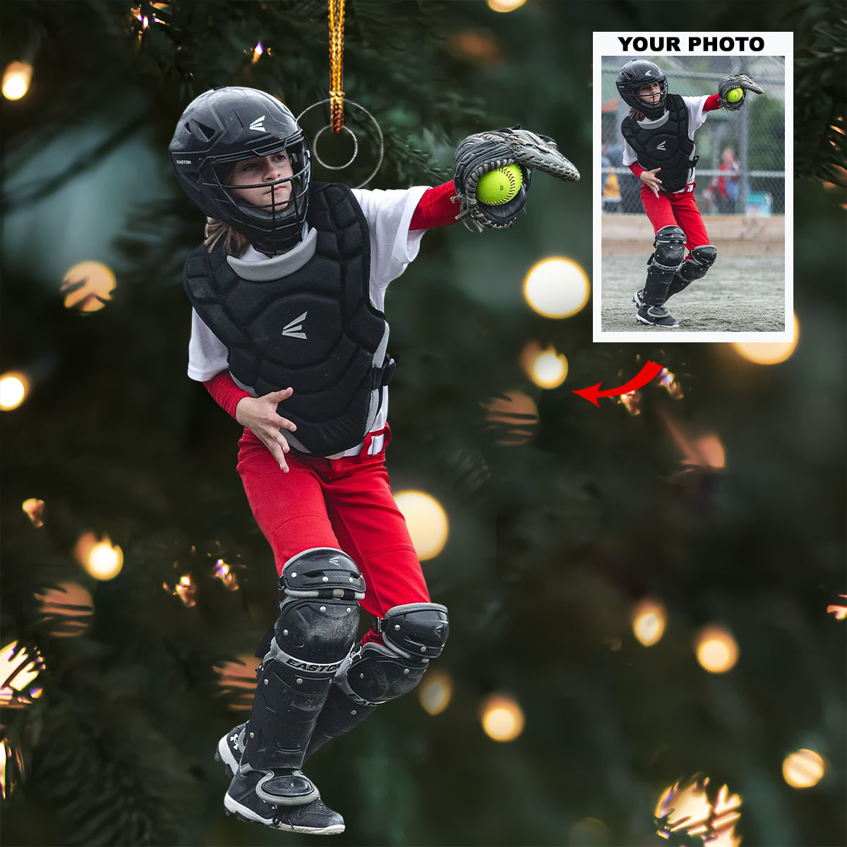 Diamond Warrior Personalized Photo Mica Ornament Christmas Gift For Baseball Players