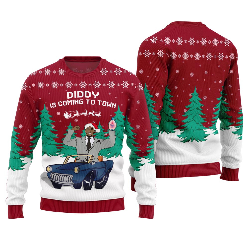 Diddy Is Coming To Town Funny Christmas Sweater For Women Perfect Holiday Gift Merch for Sweater Lovers