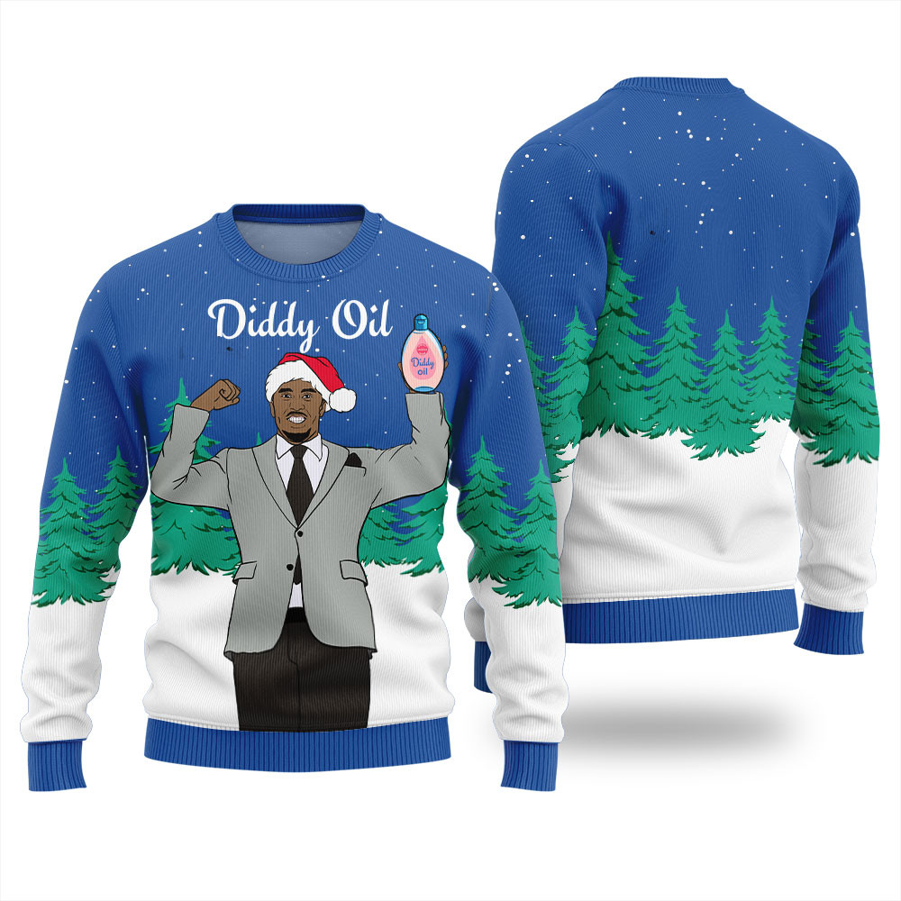 Diddy Oil Mens Ugly Christmas Sweater Cute Holiday Sweatshirt to Spread Joy